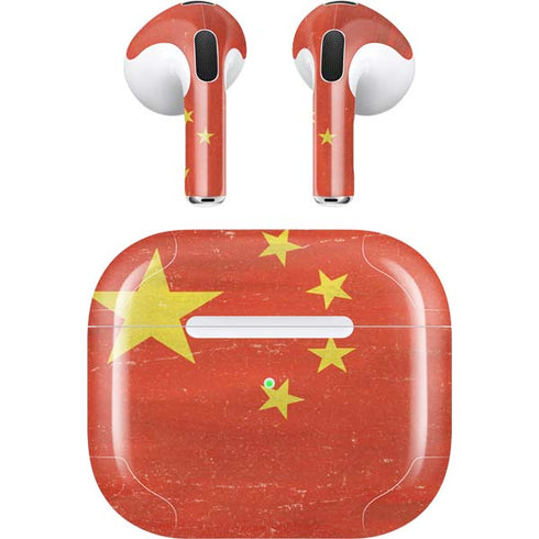 Chinese Flag Distressed Apple AirPods (3rd Gen 2021) Skin